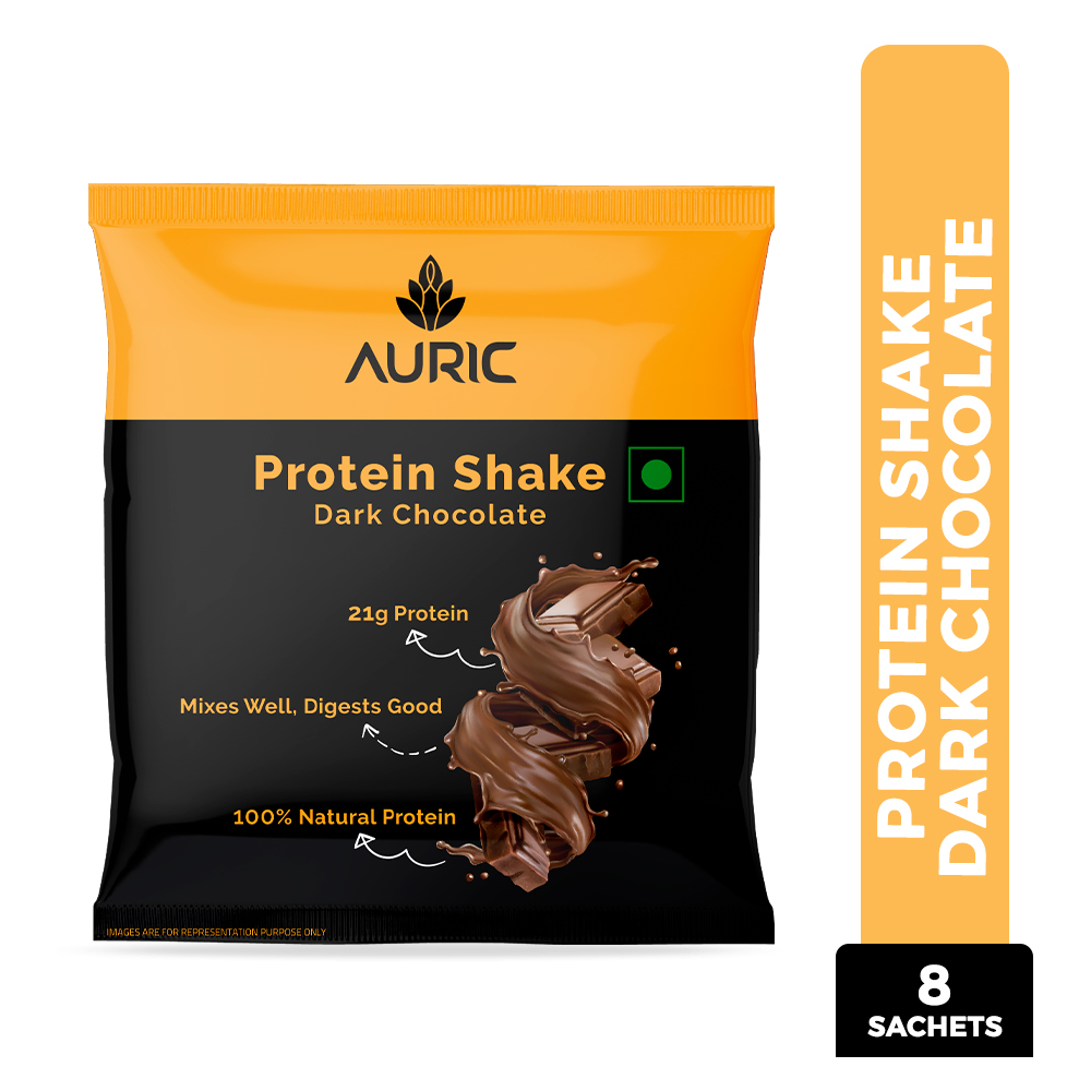 Auric Vegan Protein Powder | 21g Protein & 6g BCAA | Dark Chocolate 8 Sachets